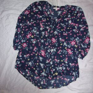 size large womens shirt sheer   green floral    shirt blouse light pretty